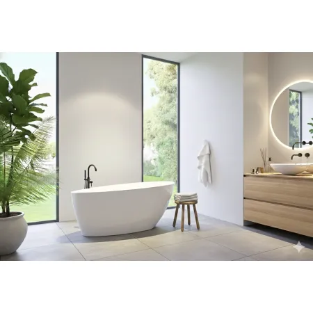 Wanna wolnostojąca z konglomeratu model Nemi 160x70 biała RESMITE